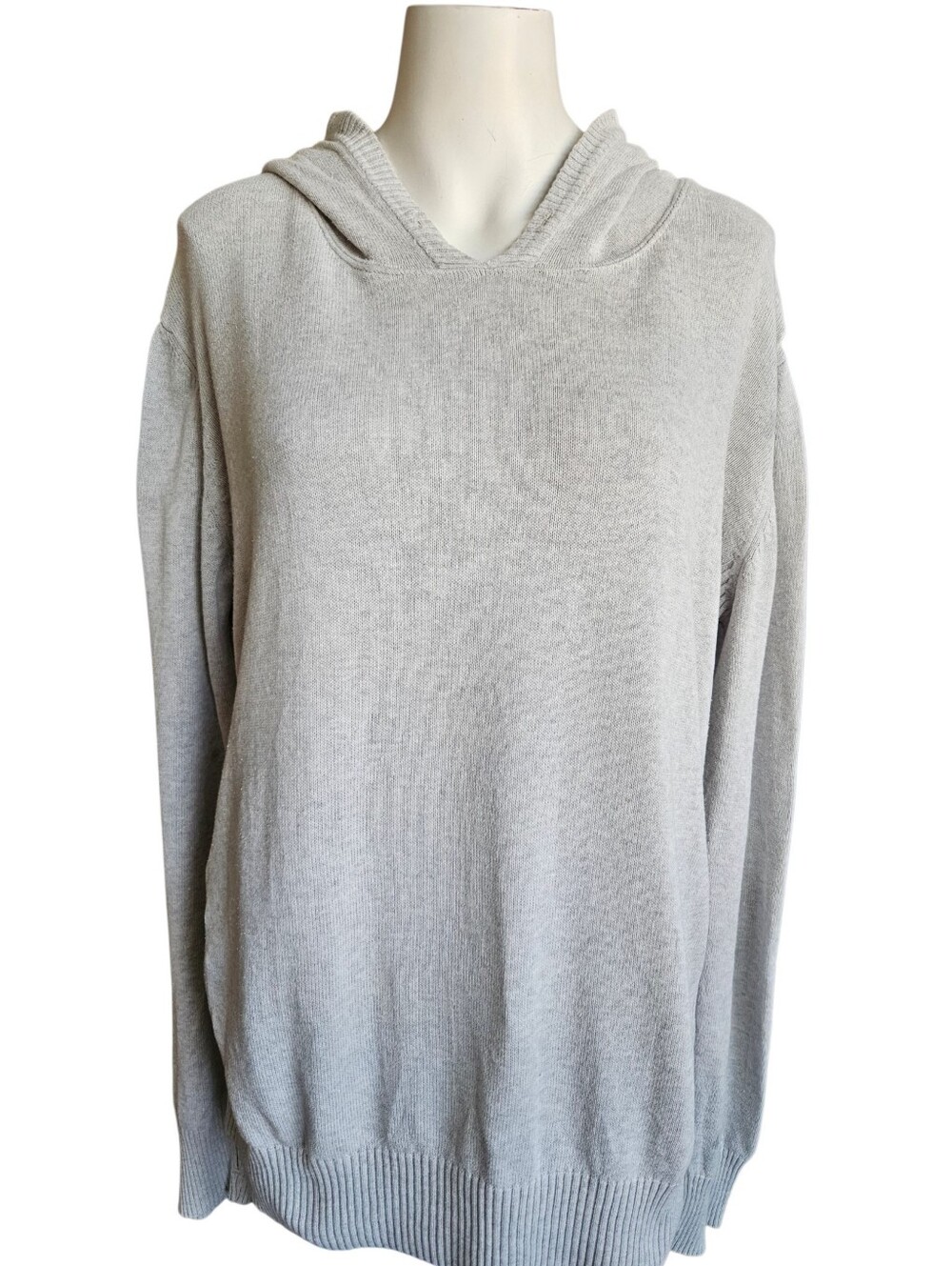 Pact Organic Cotton Classic Knit Gray Hoodie Sz Large Fall Lightweight Neutral